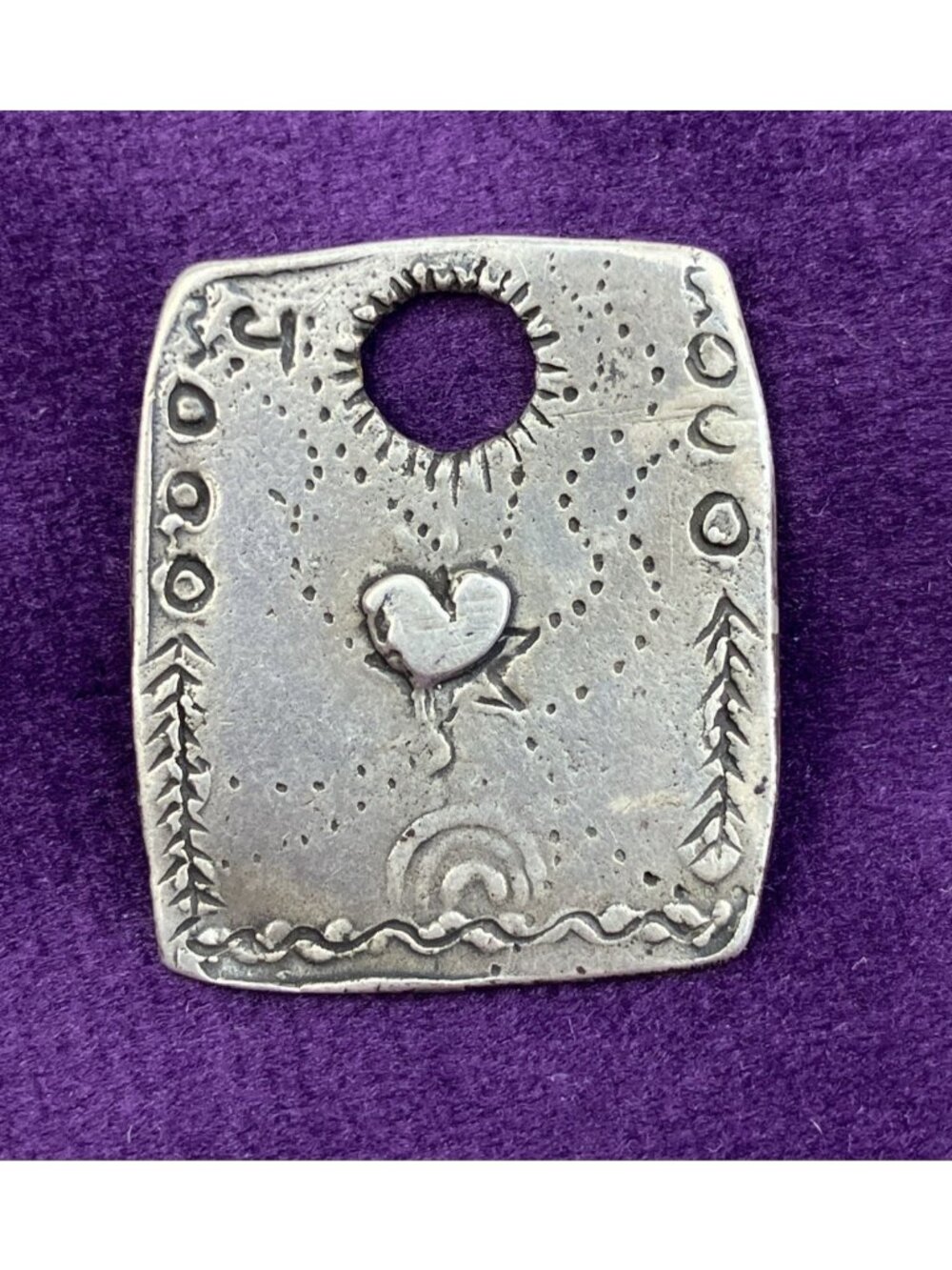 RARE Vintage Jes Maharry 1990s  heart sunrise Sun Pendant Pre Copyright